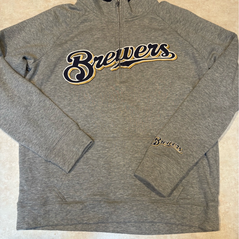 Pink Women’s 1/4 zip sweatshirt Brewers logo
